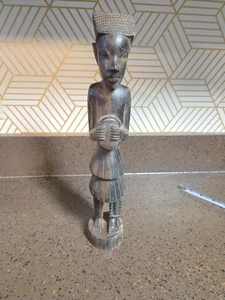 Vintage Carved Ebony Wood Man: African Tribal Figure-see Photos - Picture 1 of 14