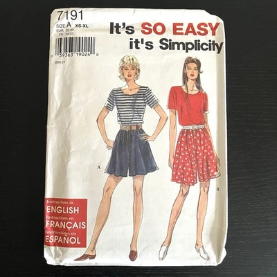 Simplicity Sewing Pattern 7191 Shorts Knit Top Shirt Vintage 1996 - Image 1 of 4