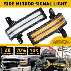 For 15-19 Chevy Silverado GMC Sierra Amber Side Mirror Sequential Signal Light A - Picture 1 of 16