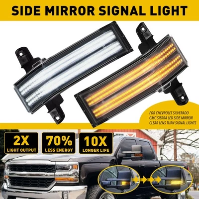 For 15-19 Chevy Silverado GMC Sierra Amber Side Mirror Sequential Signal Light A - Image 1 of 4