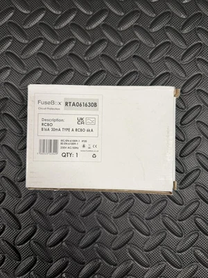 Fusebox 16A Single Pole 6kA 30mA Type A B Curve RCBO Circuit Breaker RTA061630B