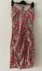 MissGuided Pink Floral Pleated Bust Halterneck Ruched Dress Size: UK6 BNWT - Picture 1 of 11