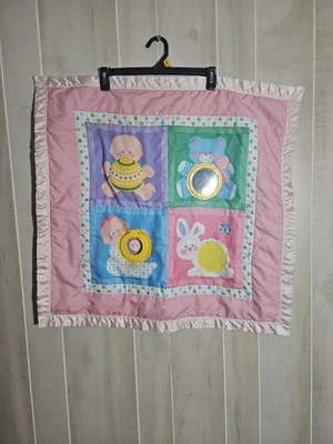 Винтажное детское одеяло Fisher Price 137 коврик для живота 1983 атласный край - Изображение 1 из 4