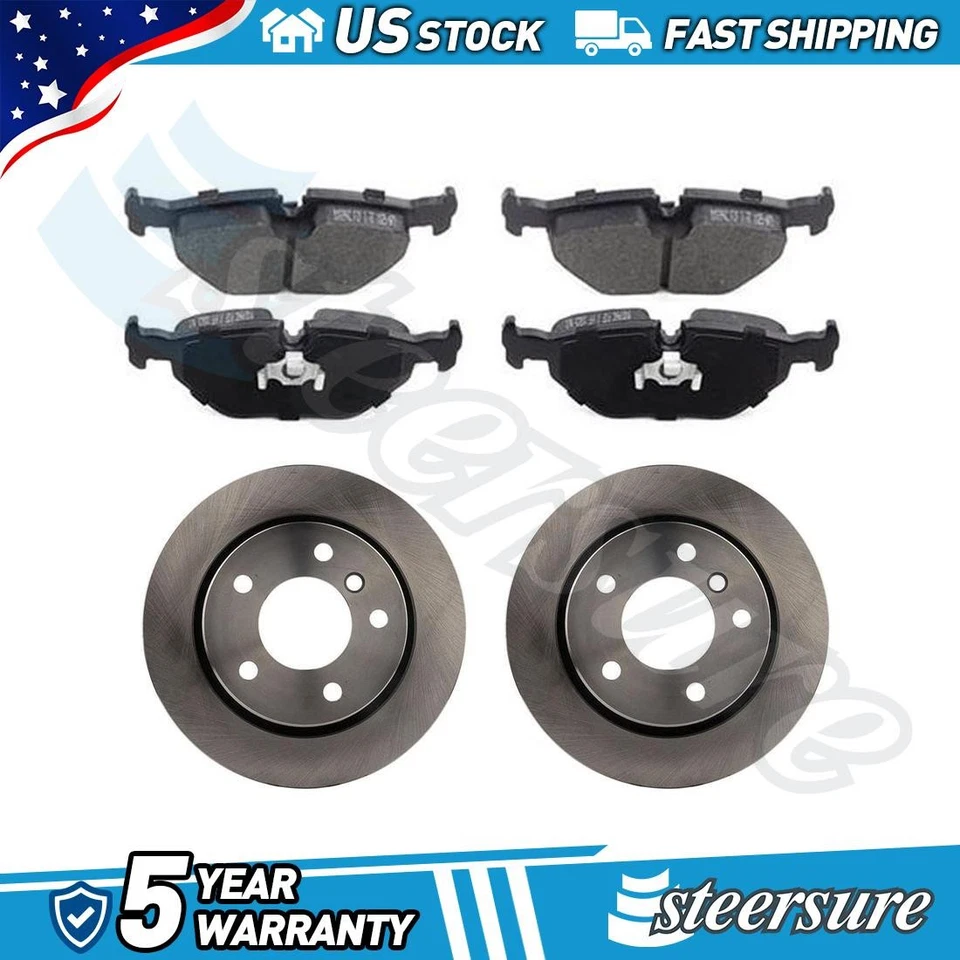 Rotores de freno de disco trasero Pastillas de freno Pastillas de freno y rotores para BMW 320i 1994-1995 Foto 1 de 4