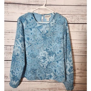 Women's Beautiful Blue Paisley Blouse Pendleton size 16P - Picture 1 of 5