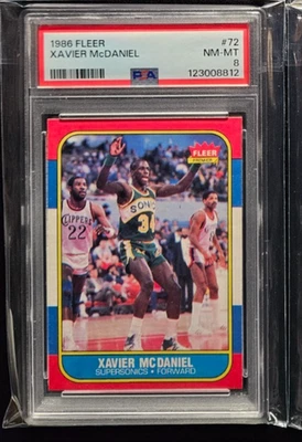 Fleer Xavier McDaniel 1986 novato PSA 8 nuevo grado soporte limpio centrado y afilado Foto 1 de 2