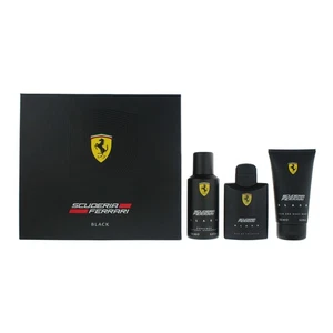 Ferrari Black EDT 125ml, Deodorant Spray 150ml + Shower Gel 150ml Gift Set Him - Picture 1 of 2