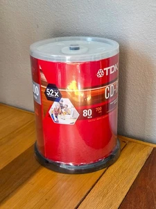 TDK - Blank Recordable - CD-R - 100 Pack Spindle - 700MB 80Min 52x Speed SEALED - Picture 1 of 2
