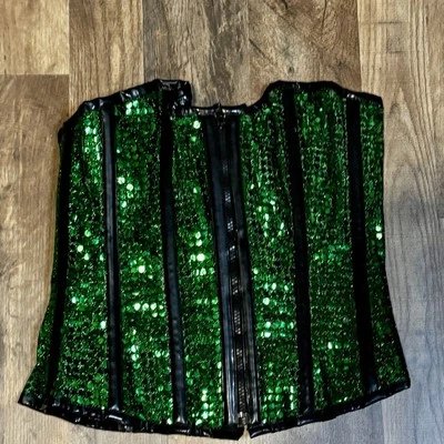 Corsé marca Burlesk talla 30 lentejuelas verdes Foto 1 de 4