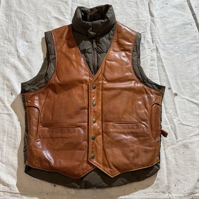 Chaqueta Chaleco de Caza Bombardero de Cuero Abajo Schott EE. UU. De Colección Talla M 22x25 Foto 1 de 4