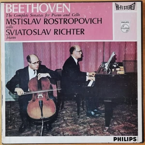 Rostropovich Richter Beethoven 2LP Philips Hi-Fi Stereo 835 182/3 AY UK ED1 - Picture 1 of 3