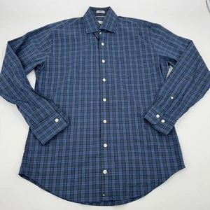 Peter Millar Langarm blau Baumwolle blau grün kariert Button Down Größe M - Bild 1 von 12