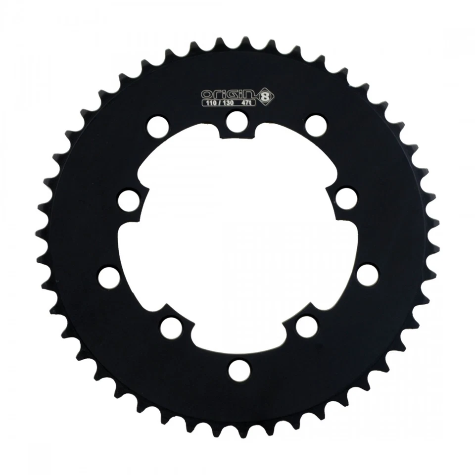 Plato Origin8 de una sola velocidad 47t 110 mm/130 BCD 5 pernos aluminio negro Foto 1 de 1