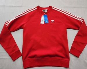 Nueva Sudadera Para Hombre Adidas Originales Essential Crew Roja Retro Talla Pequeña - Imagen 1 de 7