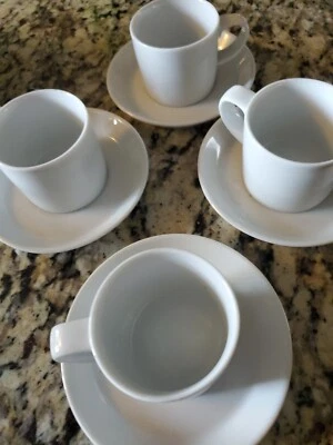 4 Set White Demitasse Turkish Coffee By CRATE& BARREL like never been used  - Image 1 of 4