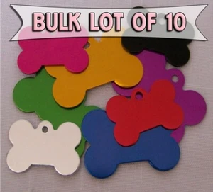BULK LOT of 10 Dog Pet ID Tags - Large Bone 2 SIDED ENGRAVING - shelter/rescue - Picture 1 of 2