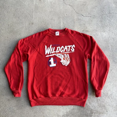 Vintage Arizona Wildcats Sweatshirt Men Medium Red Crew Neck Pullover U OF A 80s Cover