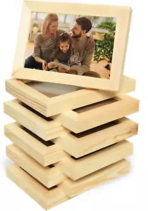 10 Pack Wood Picture Frames for Crafts, Unfinished Wood Photo Frames, Craft Fram - Picture 1 of 11