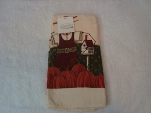 Vtg Pumpkin Paradise with Scarecrow Printed Kitchen Towel New - Picture 1 of 3