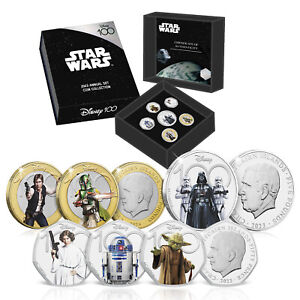 Star Wars Disney 100th Anniversary Annual Set 2023 BU 50p £2 £5 - 6 Colour Coins