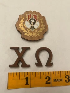Chi Omega Walnut Wood Letters (1") and Mini Crest (1.5") Combo - Picture 1 of 1