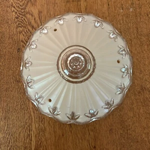 "Colgante de Colección Vidrio Crema Art Deco Tono Claro Colgante 3 Cadenas Esmeriladas 10" - Imagen 1 de 5