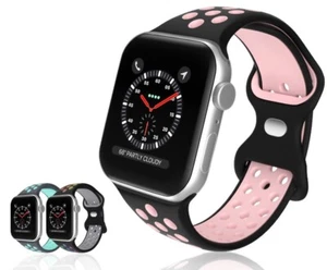 Sportowa bransoletka do Apple Watch Silikonowa taśma Series 9 8 7 6 5 4 3 SE do iWatch - Zdjęcie 1 z 29