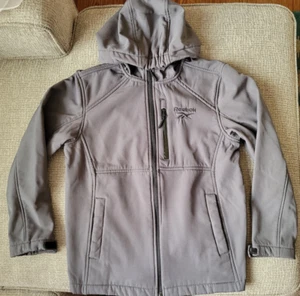 Reebok Gray Logo Zip Hood Pockets Strap Cuffs Jacket Coat Boys/Youth M 10/12 - Picture 1 of 5