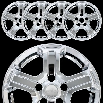 4 para Jeep Wrangler Sport S 2018-2023 Cubiertas de rueda cromadas de 17" Tapacubos Cubiertas de llanta Foto 1 de 4