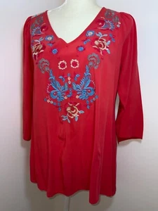 Damen Andre by Unit Lachs Tunika Bluse klein schwer hell Stickerei luftig - Bild 1 von 11