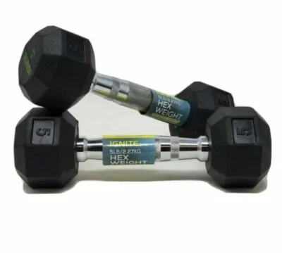 Mancuernas de goma hexagonales SPRI Ignite de 5 libras Foto 1 de 4