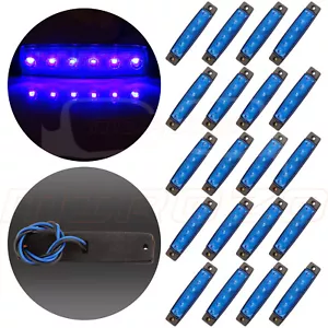 Blue 3.8" 6LED Side Marker Indicators Light Truck Trailer Clearance Lamp 12V 20x - Picture 1 of 12