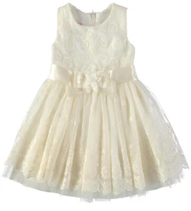 NWT Bonnie Jean Girls 18 Months Ivory Lace Floral Sleeveless Dress & Panties - Picture 1 of 2