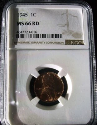 1945 1C Lincoln Wheat Cent NGC MS66RD - Image 1 of 2
