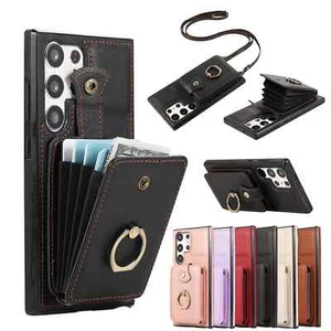 For Samsung Galaxy S25 Ultra/S25+ Case Wallet with Card Holder 360°Rotation Ring - Picture 1 of 16
