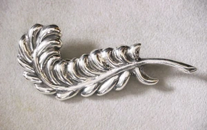 Geprüfte Sterling große Feder Brosche "Silber Mexiko", vor 1950, 3 5/16", 16gr - Bild 1 von 4