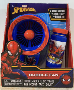 Marvel Spider-Man Bubble Fan W/ Bubble Solution & Bubble Tray NIB