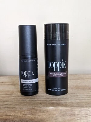 Juego de fibras capilares Toppik marrón oscuro 27,5 g + spray FiberHold 1,7 fl oz Foto 1 de 4