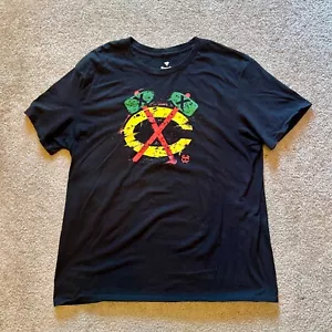 Men's (L) Large Black Chicago Blackhawks Splatter Logo T-Shirt - Picture 1 of 1