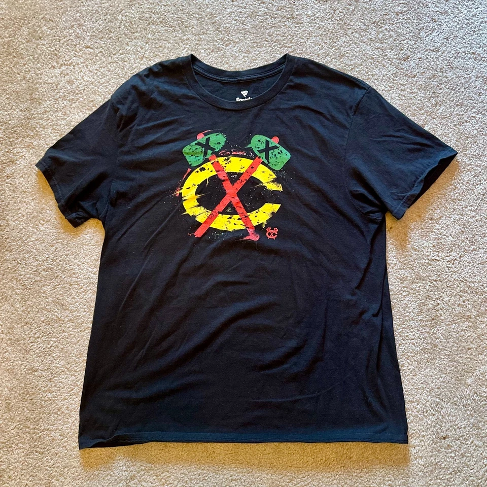 Camiseta para hombre (L) grande negra con logotipo de salpicaduras de Chicago Blackhawks Foto 1 de 1