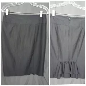 B Wear Byer California Size 7 Dark Grey Pencil Skirt Back Pleat Career Stretch 7 - Picture 1 of 13