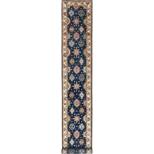 3'x18'6" Yale Blue Soft Wool Hand Knotted Special Kazak XL Runner Rug G82946 - Picture 1 of 7