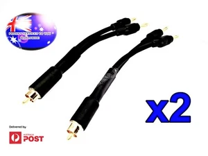 From OZ Quality 4PC RCA Male Plug To 2 Banana Male Plug Adapter Cables Cord +FP! - Foto 1 di 6
