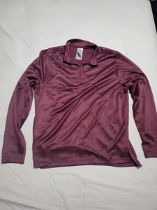 Reebox Burgundy Active Wear Longsleeve Mens 1/4 Zip Sweatshirt Pullover Large - Picture 1 of 8