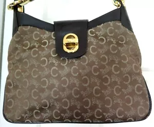 Vintage CELINE PARIS Printed Canvas Horse Carriage Logo Tote Bag - Picture 1 of 12