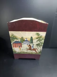 Hand Painted By D Wright Primitive Wood Trash Can Umbrella Holder Americana - Picture 1 of 24