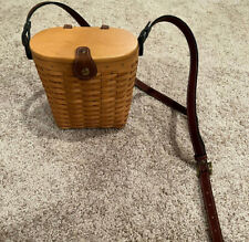 Longaberger 2001 Basket with Protector, Lid, Leather Shoulder Strap and Clasp