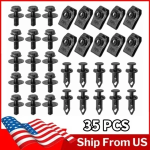 35 PIEZAS Pernos de carrocería de automóvil y clips de tuerca en U Cubierta de motor M6 Protector contra salpicaduras de bandeja inferior - Imagen 1 de 15