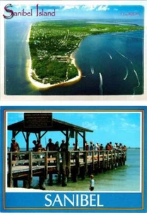 2~4x6 Postkarten Sanibel Island, FL Florida LUFTAUFNAHME & ANGELSTEG ~ Fischer - Bild 1 von 5
