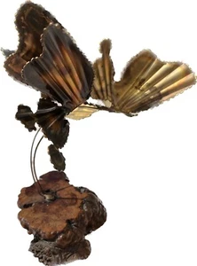 Escultura Brutalista Mariposa Metal Sobre Madera Estilo Curtis Jere Raro ÚNICO EN SU CLASE - Imagen 1 de 8